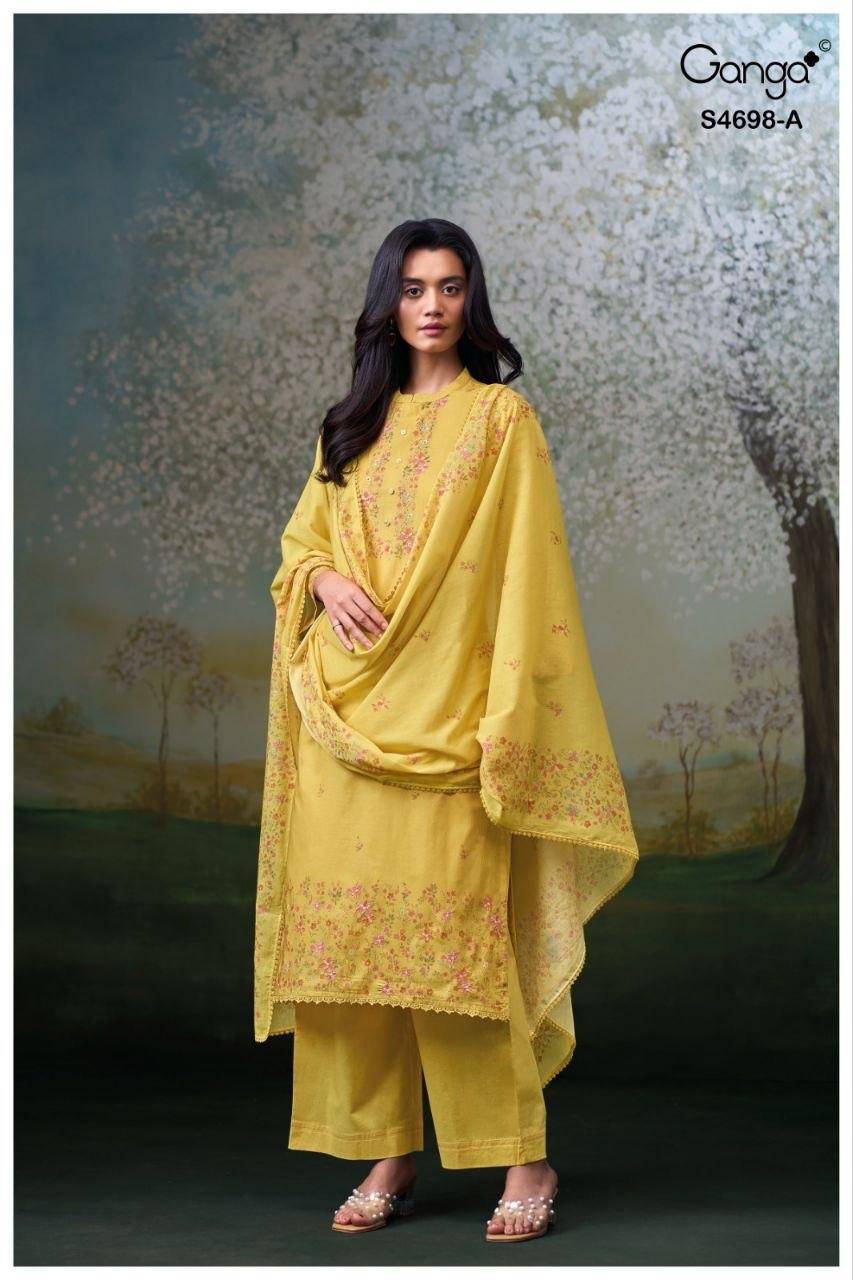 CHARISHA 4698 By Ganga Fashion 4698 A TO 4698 D Beautiful Festive Suits Stylish Colorful Fancy Casual Wear & Ethnic Wear PREMIUM COTTON Dresses At Wholesale Price